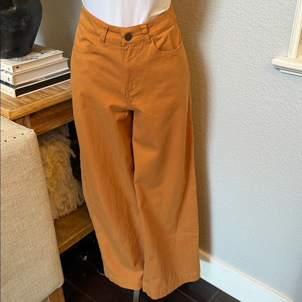 PACT Organic Cotton Stretch Twill Denim Wide Leg Pant Size Small - Picture 2 of 8